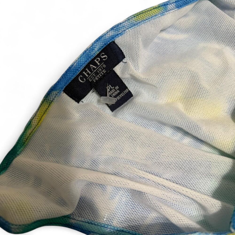 Y2K Chaps Baby Doll Style Blue & Green floral tie dye sleeveless top | Size PL - Picture 9 of 9